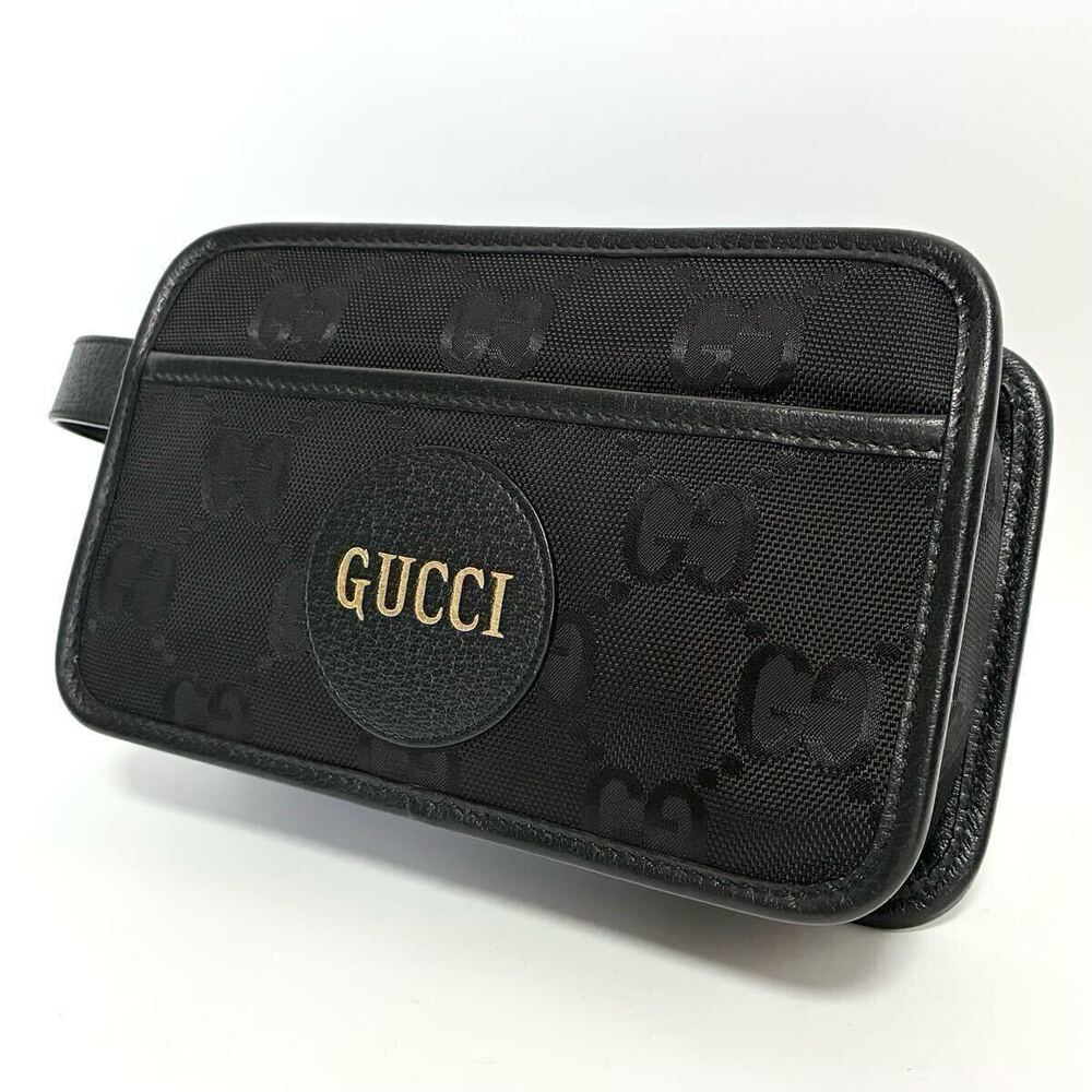 GUCCI Beige the Grid GG clutch bag Shoulder cosmetic case black